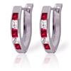 Genuine 1.26 ctw Ruby & White Topaz Earrings Jewelry 14KT White Gold - REF-26F2Z