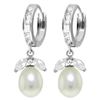 Genuine 10.30 ctw White Topaz & Pearl Earrings Jewelry 14KT White Gold - REF-56F7Z