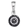 0.10 CTW Black Color Diamond Circle Cluster Pendant 10KT White Gold - REF-8H9M