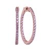 3.75 CTW Pink Sapphire In/Out Hoop Earrings 14KT Rose Gold - REF-97M4H
