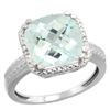 Natural 4.89 ctw Aquamarine & Diamond Engagement Ring 14K White Gold - REF-70K4R