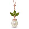 Genuine 4.75 ctw Peridot & Pearl Necklace Jewelry 14KT Rose Gold - REF-24F3Z