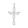 0.20 CTW Diamond Cross Heart Winged Pendant 10KT White Gold - REF-19X4Y
