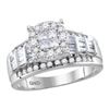0.99 CTW Princess Diamond Soleil Cluster Bridal Engagement Ring 10KT White Gold - REF-82W4K