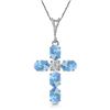 Genuine 1.75 ctw Blue Topaz & Diamond Necklace Jewelry 14KT White Gold - REF-39F8Z