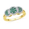 0.43 CTW Created Emerald Diamond Cluster Ring 10KT Yellow Gold - REF-26K9W