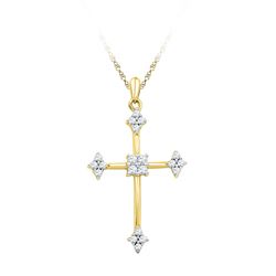 0.25 CTW Diamond Cross Pendant 10KT Yellow Gold - REF-24Y2X