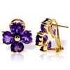 Genuine 6.5 ctw Amethyst Earrings Jewelry 14KT Yellow Gold - REF-80W6Y