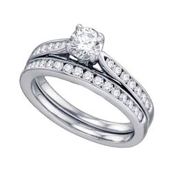 1 CTW Diamond Bridal Wedding Engagement Ring 14KT White Gold - REF-228M2H
