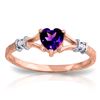 Genuine 0.47 ctw Amethyst & Diamond Ring Jewelry 14KT Rose Gold - REF-27M2T