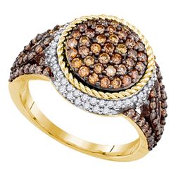 1.22 CTW Brown Color Diamond Cluster Ring 10KT Yellow Gold - REF-67Y4X