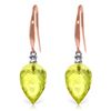 Genuine 18.1 ctw Lemon Quartz & Diamond Earrings Jewelry 14KT Rose Gold - REF-35T2A