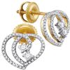 0.25 CTW Diamond 2-stone Heart Earrings 10KT Yellow Gold - REF-22Y4X