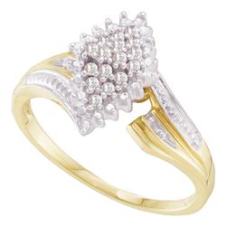 0.12 CTW Prong-set Diamond Oval Cluster Ring 10KT Yellow Two-tone Gold - REF-18W2K