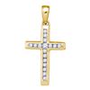 Image 1 : 0.13 CTW Diamond Small Cross Pendant 10KT Yellow Gold - REF-12W2K