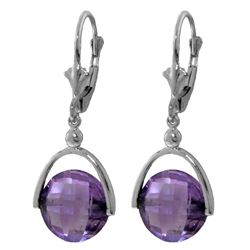 Genuine 6.5 ctw Amethyst Earrings Jewelry 14KT White Gold - REF-43P4H