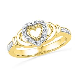 0.12 CTW Diamond Milgrain Heart Love Ring 10KT Yellow Gold - REF-22Y4X