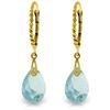 Genuine 6 ctw Blue Topaz Earrings Jewelry 14KT Yellow Gold - REF-30X6M