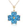 Genuine 3.8 ctw Blue Topaz Necklace Jewelry 14KT Yellow Gold - REF-42F2Z