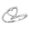 0.12 CTW Diamond Held Heart Love Ring 10KT White Gold - REF-12H8M