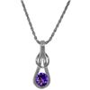 Genuine 0.65 ctw Amethyst Necklace Jewelry 14KT White Gold - REF-73M7T