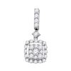 0.50 CTW Diamond Square Cluster Pendant 14KT White Gold - REF-37H5M