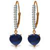 Genuine 3.4 ctw Sapphire & Diamond Earrings Jewelry 14KT Rose Gold - REF-75N6R