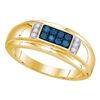 0.33 CTW Mens Blue Color Diamond Ring 10KT Yellow Gold - REF-30N2F