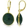 Genuine 46 ctw Green Sapphire Corundum Earrings Jewelry 14KT Yellow Gold - REF-62X3M