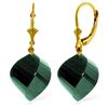Genuine 30.5 ctw Green Sapphire Corundum Earrings Jewelry 14KT Yellow Gold - REF-44M4T