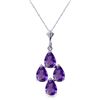 Genuine 1.50 ctw Amethyst Necklace Jewelry 14KT White Gold - REF-20V4W