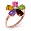 Genuine 2.22 ctw Pink Topaz, Citrine & Amethyst & Diamond Ring Jewelry 14KT Rose Gold - REF-35M9T