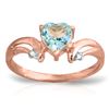 Genuine 0.96 ctw Blue Topaz & Diamond Ring Jewelry 14KT Rose Gold - REF-41W4Y