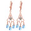 Genuine 4.83 ctw Blue Topaz & Diamond Earrings Jewelry 14KT Rose Gold - REF-52R7P