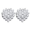0.25 CTW Diamond Heart Screwback Earrings 10KT White Gold - REF-14W9K