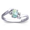 Genuine 0.46 ctw Aquamarine & Diamond Ring Jewelry 14KT White Gold - REF-29Y3F