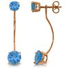 Genuine 4.3 ctw Blue Topaz Earrings Jewelry 14KT Rose Gold - REF-30K6V