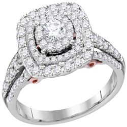 1 CTW Diamond Solitaire Triple Halo Bridal Engagement Ring 14KT White Gold - REF-126W2K