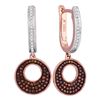 Image 1 : 0.40 CTW Red Color Diamond Circle Dangle Earrings 10KT Rose Gold - REF-49N5F