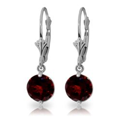 Genuine 3.1 ctw Garnet Earrings Jewelry 14KT White Gold - REF-34K3V