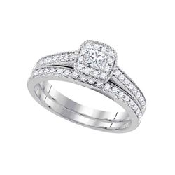 0.50 CTW Princess Diamond Wedding Bridal Ring 14k White Gold - REF-67M4H