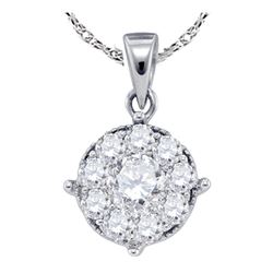 0.26 CTW Diamond Cluster Pendant 14KT White Gold - REF-22F4N