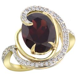 Natural 6.53 ctw garnet & Diamond Engagement Ring 14K Yellow Gold - REF-80K7R