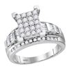 Image 1 : 0.92 CTW Diamond Cluster Bridal Engagement Ring 10KT White Gold - REF-59M9H