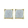 Image 1 : 0.15 CTW Diamond Square Cluster Screwback Earrings 10KT Yellow Gold - REF-12K2W