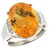 Image 1 : Natural 11.02 ctw Citrine & Diamond Engagement Ring 14K White Gold - REF-65G8M