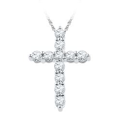 0.33 CTW Diamond Cross Pendant 10KT White Gold - REF-26N9F