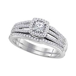 0.50 CTW Princess Diamond Bridal Engagement Ring 10KT White Gold - REF-58N4F