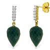 Genuine 25.95 ctw Green Sapphire Corundum & Diamond Earrings Jewelry 14KT Yellow Gold - REF-51A2K