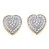 0.15 CTW Diamond Heart Earrings 10KT Yellow Gold - REF-18H2M